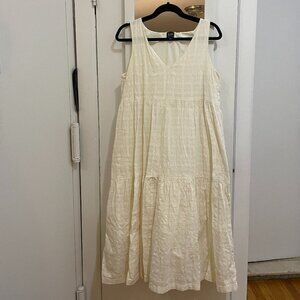 Gap Off White Cotton Lined Midi Dress